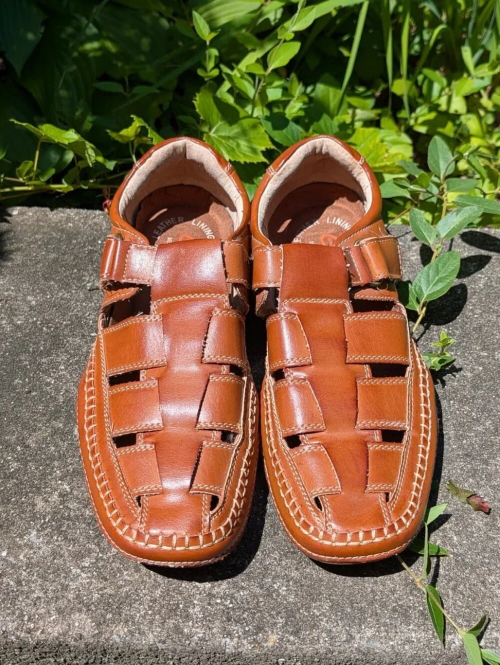 GBX Sentaur 135594 Mens Brown Leather Slip On Sport Sandals Shoes size 9M